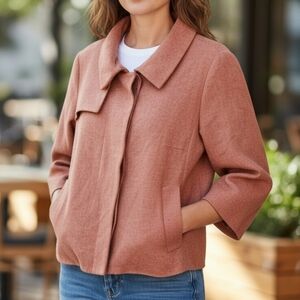 Akris Punto Wool Rust Orange Coat Womens US 14